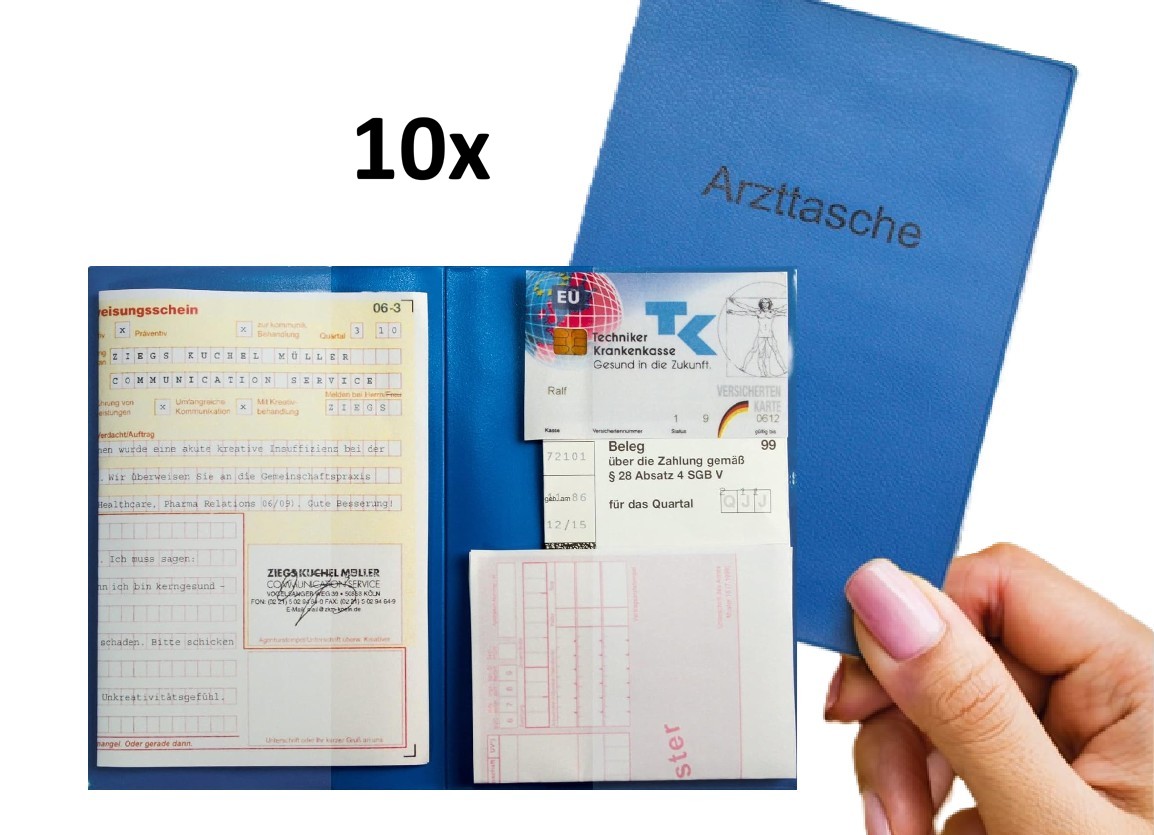 10x RNK Arzttasche/Arztmappe DIN A6 blau Kunststoff 105 x 148 mm 2891